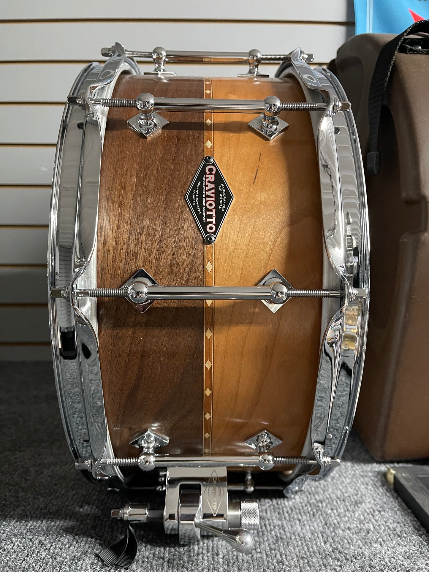 Craviotto - Custom Shop 6.5x14 inch Walnut & Cherry with Cherry Inlay Snare Drum