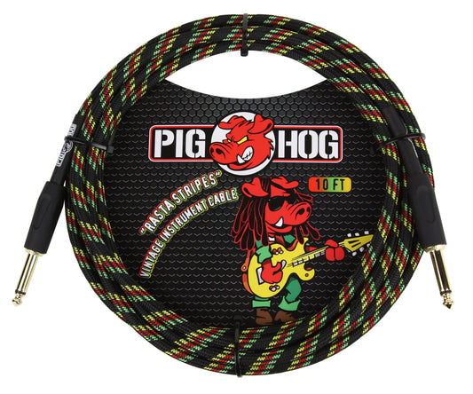 Pig Hog - "Rasta Stripes" Instrument Cable 10ft