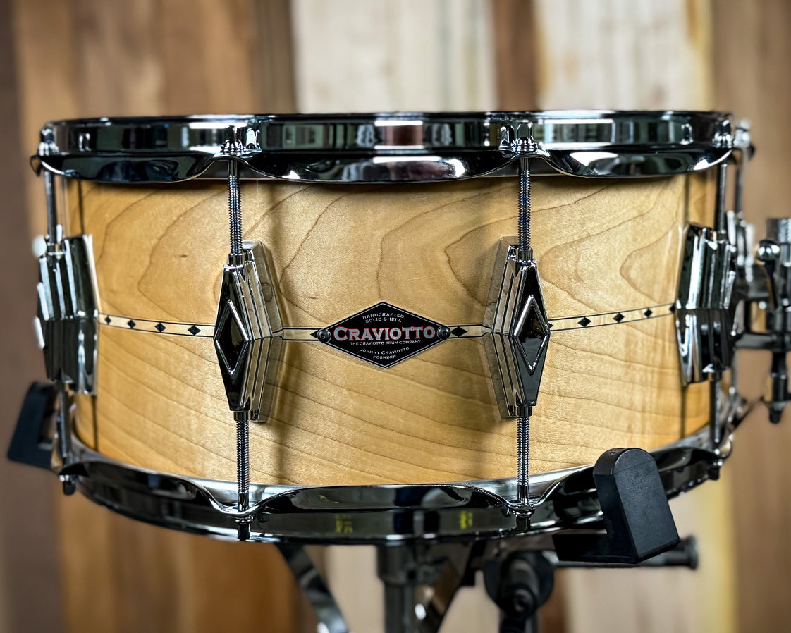 Craviotto - Custom Shop 6.5x14 inch Maple Natural with Black Inlay Diamond Lug Snare Drum