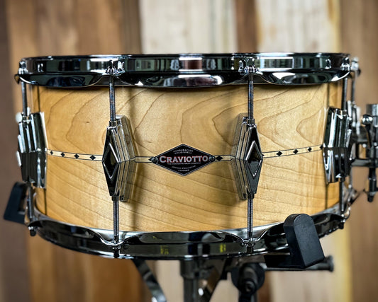 Craviotto - Custom Shop 6.5x14 inch Maple Natural with Black Inlay Diamond Lug Snare Drum