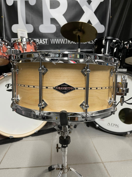Craviotto - Custom Shop 14x6.5 Maple Natural with Black Inlay Snare Drum