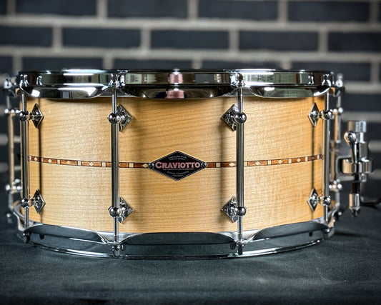 Craviotto - Custom Shop 6.5x14 inch Maple Natural with Walnut Inlay Snare Drum