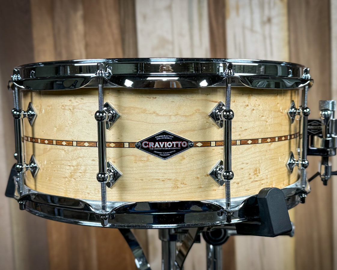Craviotto - Custom Shop 5.5x14 inch Curly Maple Natural with Walnut Inlay Snare Drum