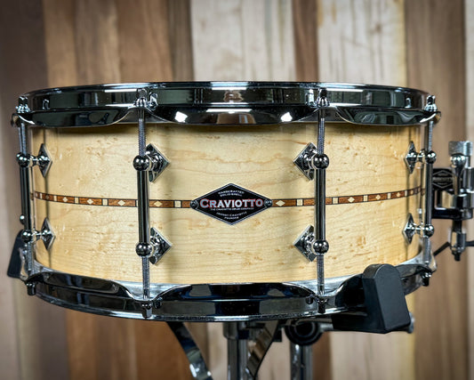 Craviotto - Custom Shop 5.5x14 inch Curly Maple Natural with Walnut Inlay Snare Drum