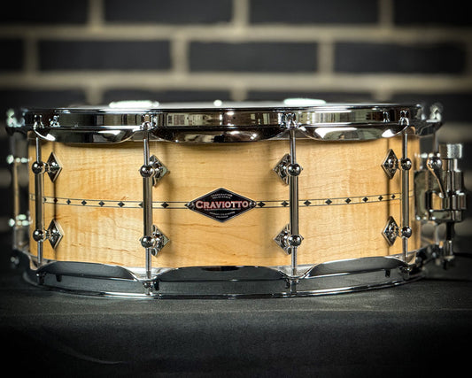Craviotto - Custom Shop 5.5x14 inch Curly Maple Natural with Black Inlay Snare Drum