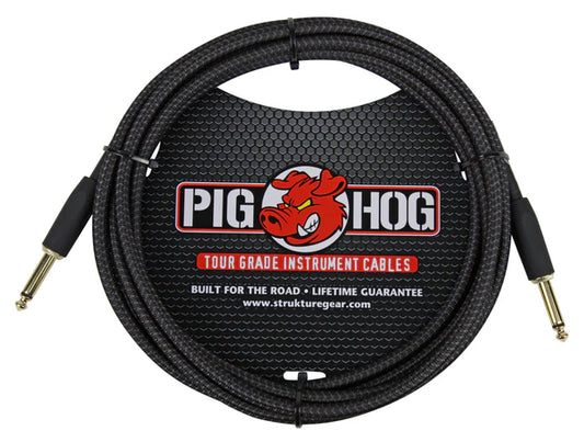 Pig Hog - "Black Woven" Instrument Cable 10ft