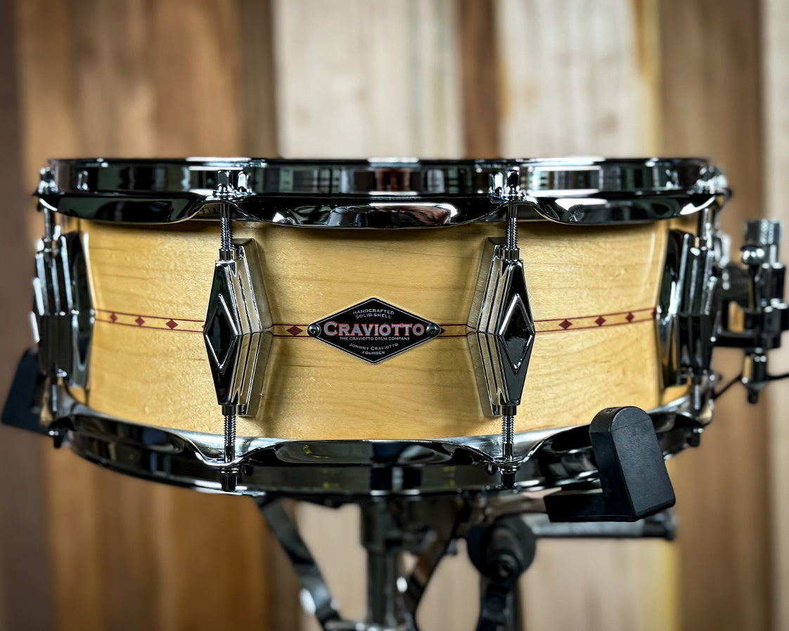 Craviotto - Custom Shop 5x14 inch Maple with Maple Red Inlay Diamond Lug Snare Drum