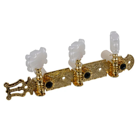 Allparts - Classical Tuner Set with Square White Buttons Gold