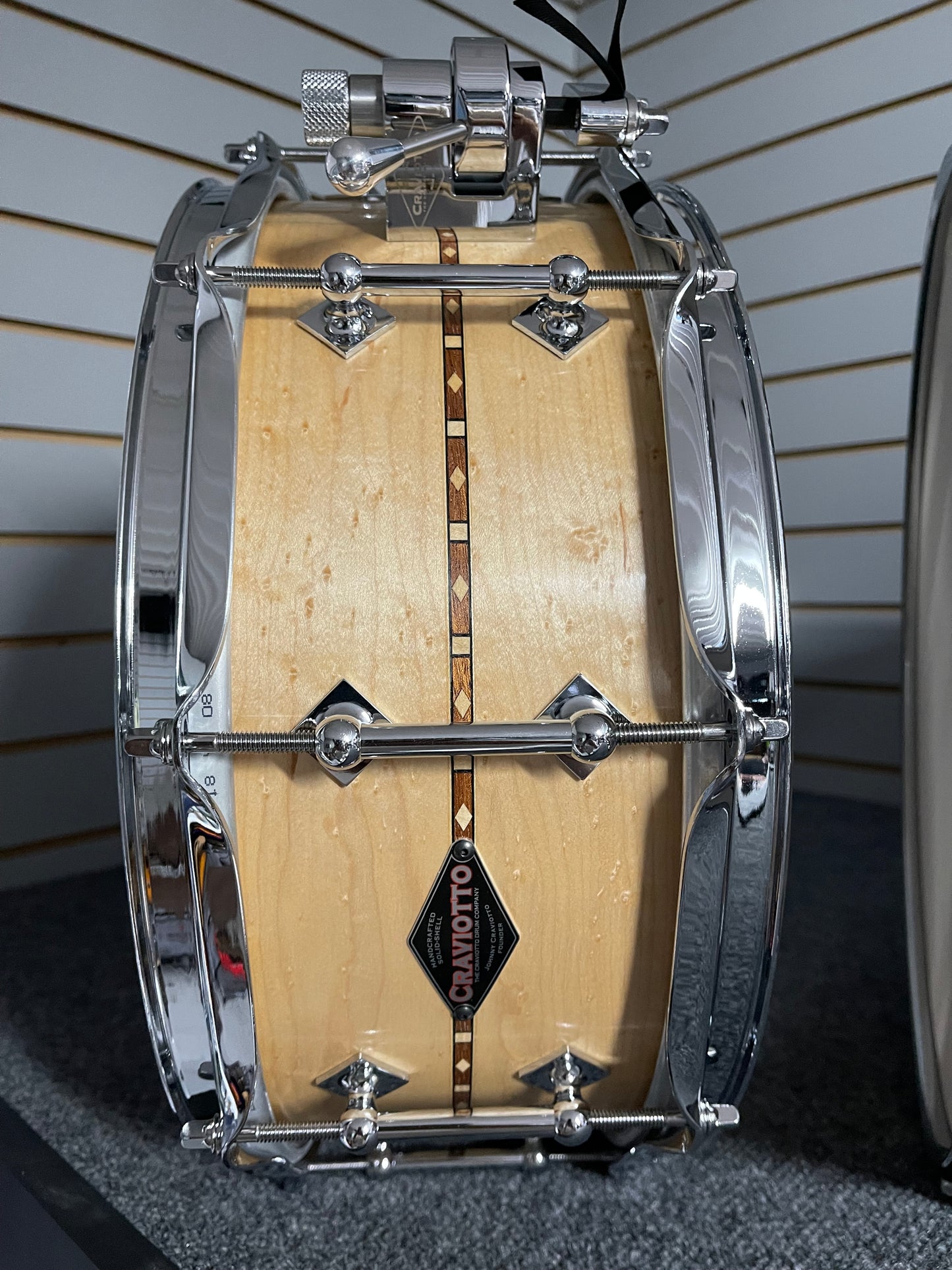 Craviotto - Custom Shop 5.5x14 inch Curly Maple Natural with Walnut Inlay Snare Drum