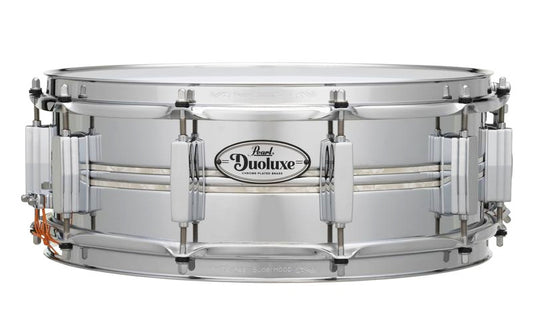 Pearl - DuoLuxe Chrome over Brass Snare Drum - 5 x 14-inch - Nicotine White Marine Pearl Inlay