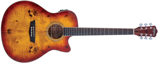 Washburn - Deep Forest Burl Ace Acoustic Guitar - Amber Fade