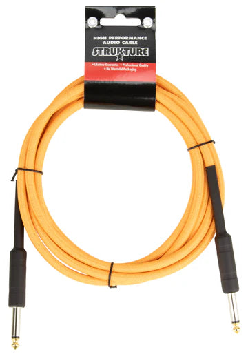 Strukture - 10Ft Instrument Cable, 6mm Woven - Electric Sunset Orange
