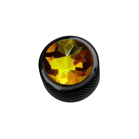 Q-Parts - Yellow Crystal on Dark Black Dome Knob
